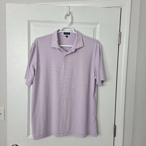 Peter Millar Crown Crafted Polo Shirt Lavender & White Golf Men XXL-RESORT SALE